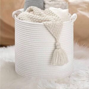 Cotton Woven White Basket NEW